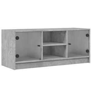 vidaXL Mueble de TV con puertas de vidrio gris hormig&oacute;n 102x37x42 cm