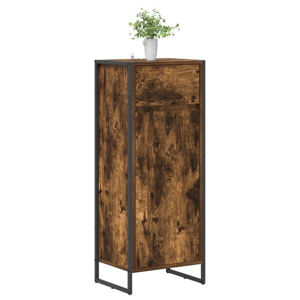 vidaXL Gabinete de Ba&ntilde;o con caj&oacute;n Roble Humo 40 x 30 x 100 cm