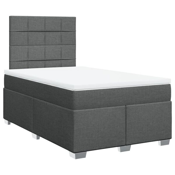 vidaXL Cama box spring con colch&oacute;n tela gris oscuro 120x190 cm