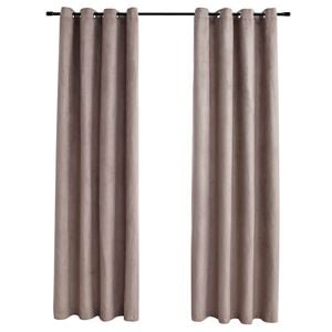 vidaXL Cortinas opacas con anillas de metal 2 pzs gris topo 140x175 cm