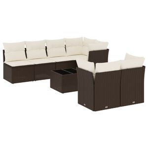 vidaXL Set sof&aacute;s de jard&iacute;n 8 piezas y cojines rat&aacute;n sint&eacute;tico marr&oacute;n