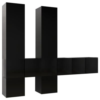 vidaXL Juego de mueble para TV de 7 piezas aglomerado negro