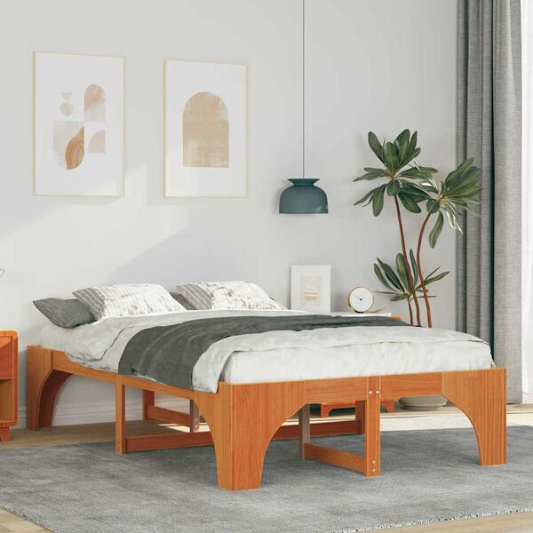 vidaXL Estructura de cama Marr&oacute;n 120 x 190 cm Madera de pino macizo