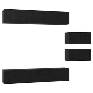 vidaXL Conjunto de mueble de TV 6 pcs Roble negro 80 x 30 x 30 cm