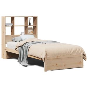 vidaXL Cama con estanter&iacute;a sin colch&oacute;n madera maciza de pino 90x200 cm