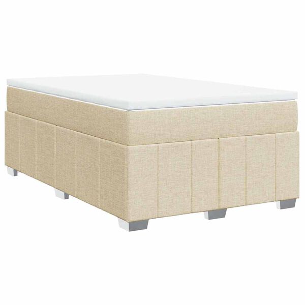 vidaXL Cama box spring con colch&oacute;n tela color crema 120x200 cm