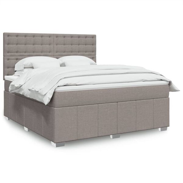 vidaXL Cama box spring con colch&oacute;n tela gris taupe 180x200 cm