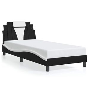 vidaXL Estructura de cama Viana sin colch&oacute;n cuero sint&eacute;tico negro y blanco 80x200 cm