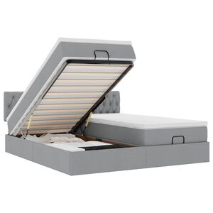 vidaXL Estructura de cama otomana colchones tela gris claro 180x200cm