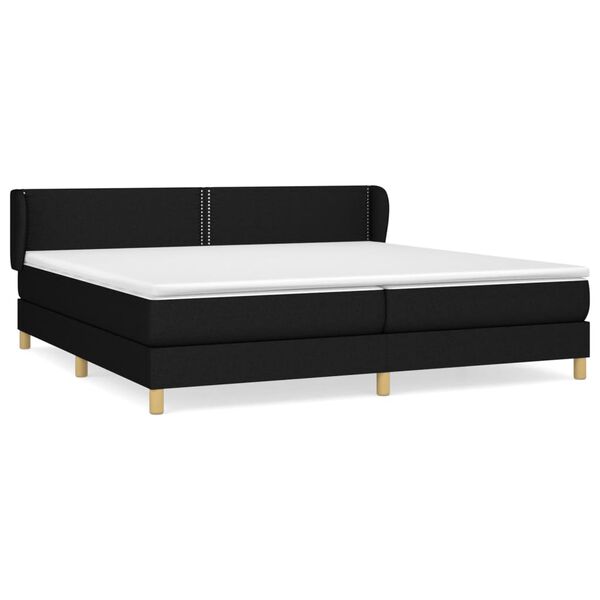 vidaXL Cama box spring con colch&oacute;n tela negro 200x200 cm