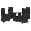 vidaXL Set de muebles jard&iacute;n 5 pzas con cojines rat&aacute;n sint&eacute;tico negro