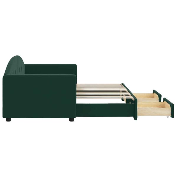 vidaXL Sof&aacute; cama nido con cajones terciopelo verde oscuro 80x200 cm