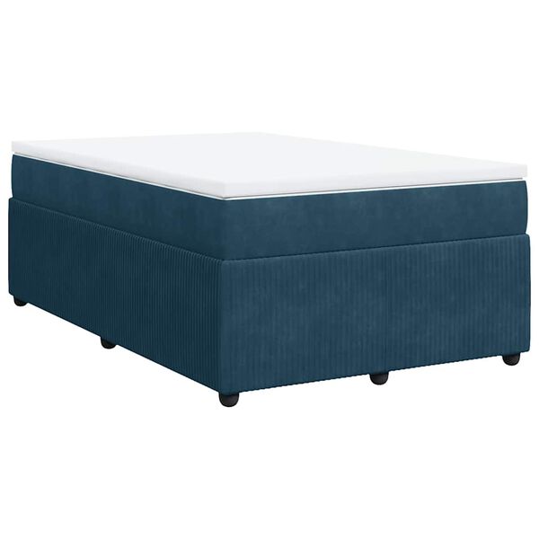 vidaXL Cama box spring con colch&oacute;n terciopelo azul oscuro 120x190 cm