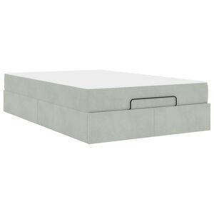 vidaXL Estructura de cama con colch&oacute;n 2 pcs Gris claro Terciopelo