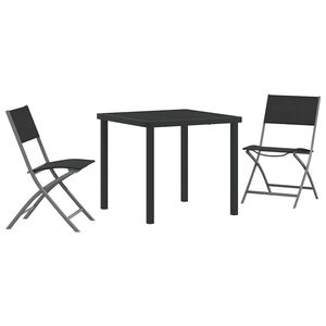 vidaXL Conjunto de Comedor de Jard&iacute;n 3 pcs Negro