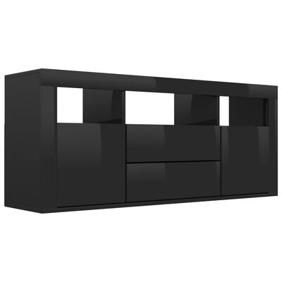 vidaXL Mueble TV madera contrachapada negro brillante 120x30x50 cm