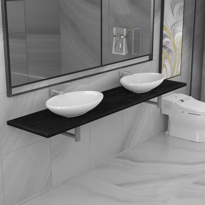 vidaXL Conjunto de muebles de baño de 3 piezas cerámica negro