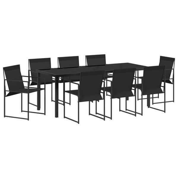 vidaXL Conjunto de Comedor de Jard&iacute;n 9 pcs Negro