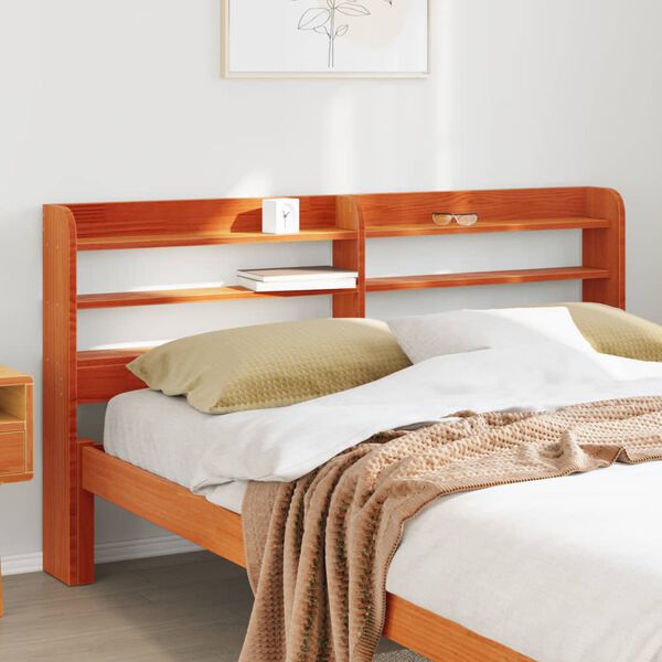 vidaXL Cabecero de cama con estantes madera maciza pino marrón 120 cm