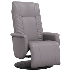 vidaXL Sill&oacute;n reclinable con reposapi&eacute;s cuero sint&eacute;tico gris