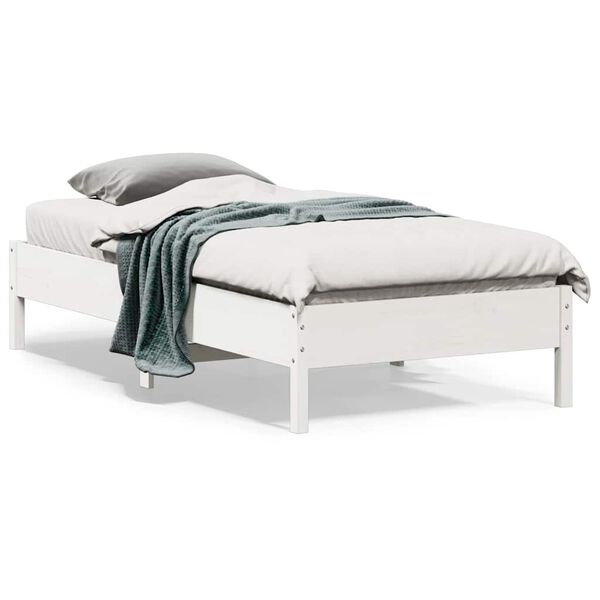 vidaXL Estructura de cama sin colch&oacute;n madera maciza blanca 75x190 cm