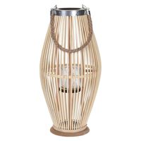H&S Collection Farol de bambú natural 24x48 cm