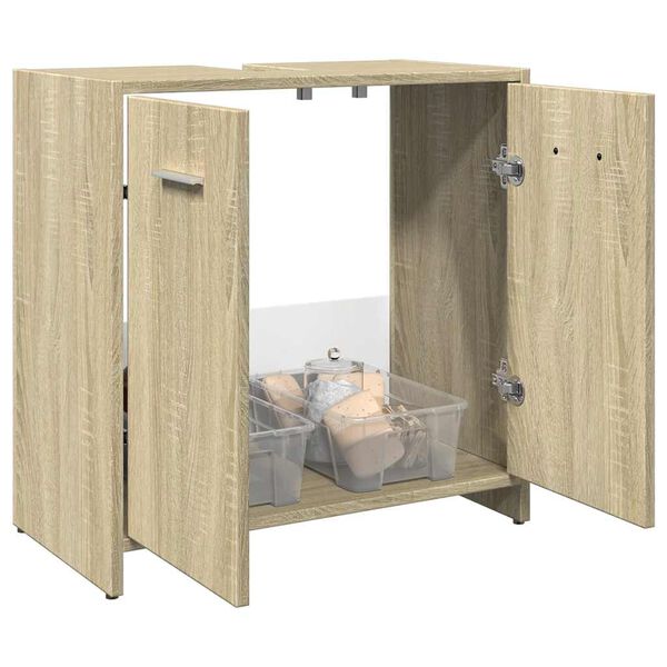 vidaXL Armario lavabo ba&ntilde;o madera ingenier&iacute;a roble Sonoma 60x33x60 cm