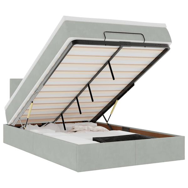 vidaXL Estructura cama otomana colch&oacute;n terciopelo gris claro 120x200cm
