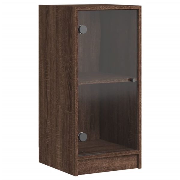 vidaXL Armario auxiliar puertas de vidrio marr&oacute;n roble 35x37x75,5 cm