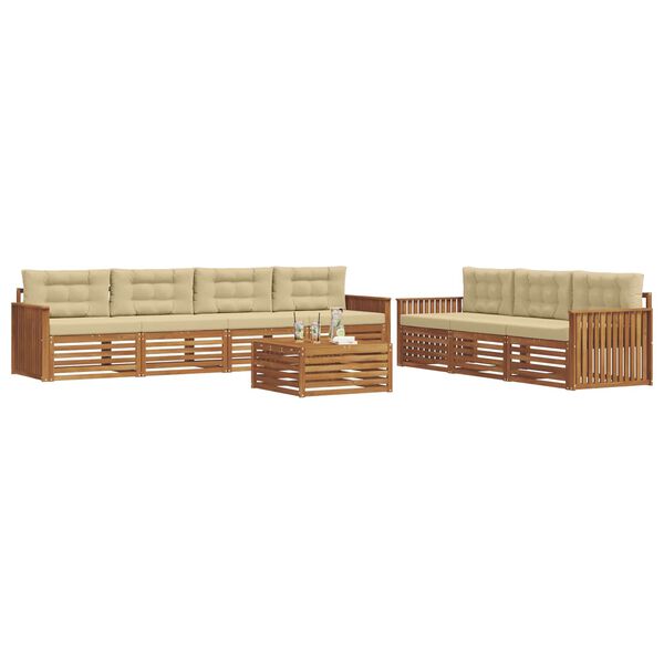 vidaXL Conjunto de sof&aacute;s de exterior con coj&iacute;n 8 pcs Natural y Beige