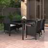 vidaXL Set de comedor de jardín 5 pzas ratán PE vidrio templado negro