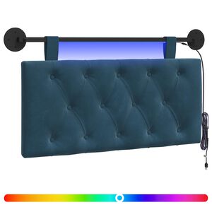 vidaXL Cabecero colgante Con luz LED Azul Terciopelo
