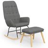 vidaXL Sill&oacute;n mecedora con taburete tela gris claro