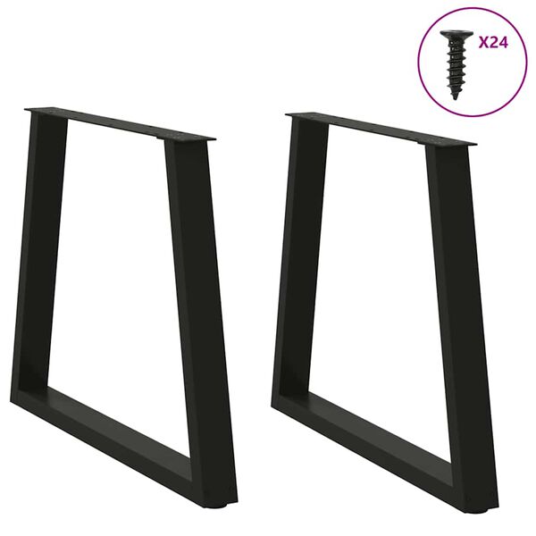 vidaXL Patas para mesa de comedor en forma de V (2 unidades), color negro, 70 x (72-73,3) cm, acero