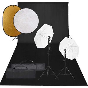 vidaXL Kit de estudio fotogr&aacute;fico con set de luces, fondo y reflector