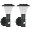 vidaXL Apliques de exterior con sensor 2 uds acero inoxidable negro