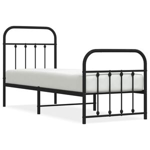 vidaXL Estructura cama sin colch&oacute;n con estribo metal negro 75x190 cm
