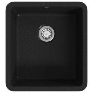 vidaXL Fregadero de cocina de granito con un seno negro