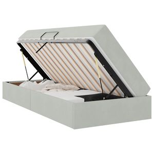 vidaXL Cama con almacenamiento y colch&oacute;n Gris Claro 100 x 200 cm