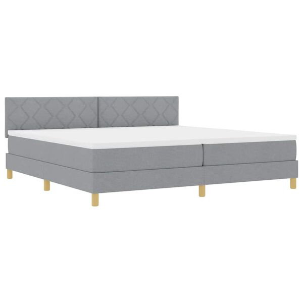 vidaXL Cama Box Spring LED con colch&oacute;n Gris Claro 200 x 200 cm tela