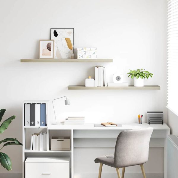 vidaXL Estantes flotantes pared 2 uds color roble MDF 120x23,5x3,8cm