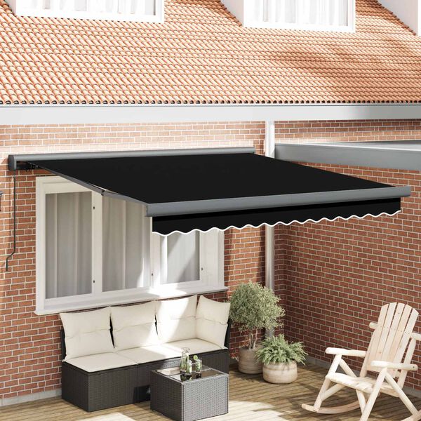 vidaXL Toldo Retr&aacute;ctil Negro 300 x 250 cm Tela y Metal