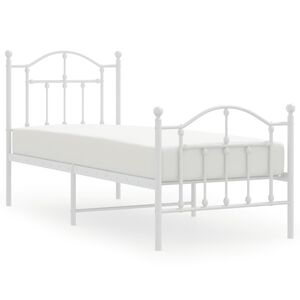 vidaXL Estructura cama sin colch&oacute;n con estribo metal blanco 75x190 cm