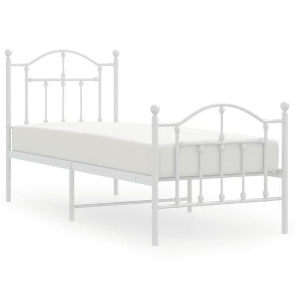 vidaXL Estructura cama sin colch&oacute;n con estribo metal blanco 75x190 cm