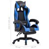 vidaXL Silla gaming con reposapiés cuero sintético azul y negro