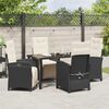 vidaXL Conjunto de Comedor de Jard&iacute;n 5 pcs Negro rat&aacute;n sint&eacute;tico