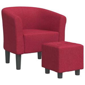 vidaXL Sill&oacute;n con taburete tela rojo tinto