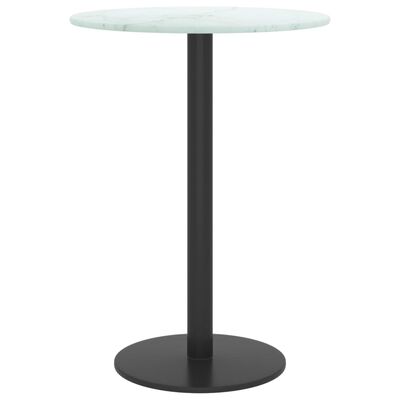 vidaXL Tablero de mesa diseño mármol vidrio templado blanco Ø30x0,8 cm