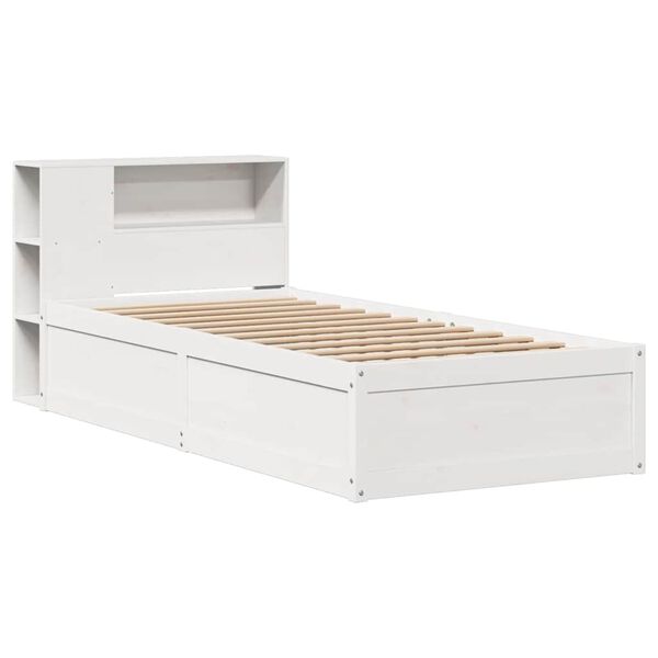 vidaXL Estructura de cama sin colch&oacute;n madera maciza blanca 75x190 cm