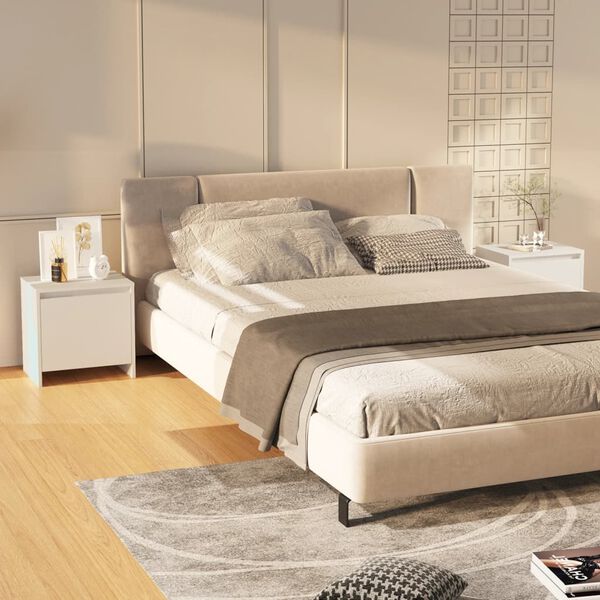 vidaXL Mesitas de noche 2 uds madera ingenier&iacute;a blanco 45x34x44,5 cm